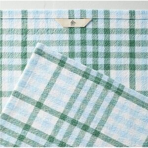 Magnolia Hearth & Hand Kitchen Flour Sack Dish Towel Layered Plaid Blue Green
